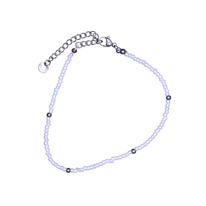 Steel ankle chain with small coloured beads (Steel 316L)