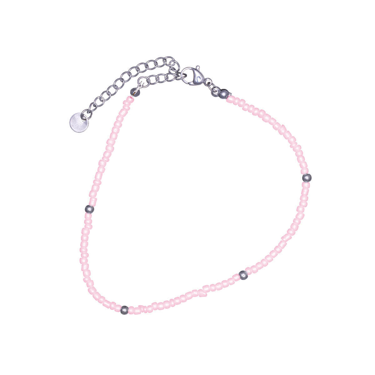 Steel ankle chain with small coloured beads (Steel 316L)