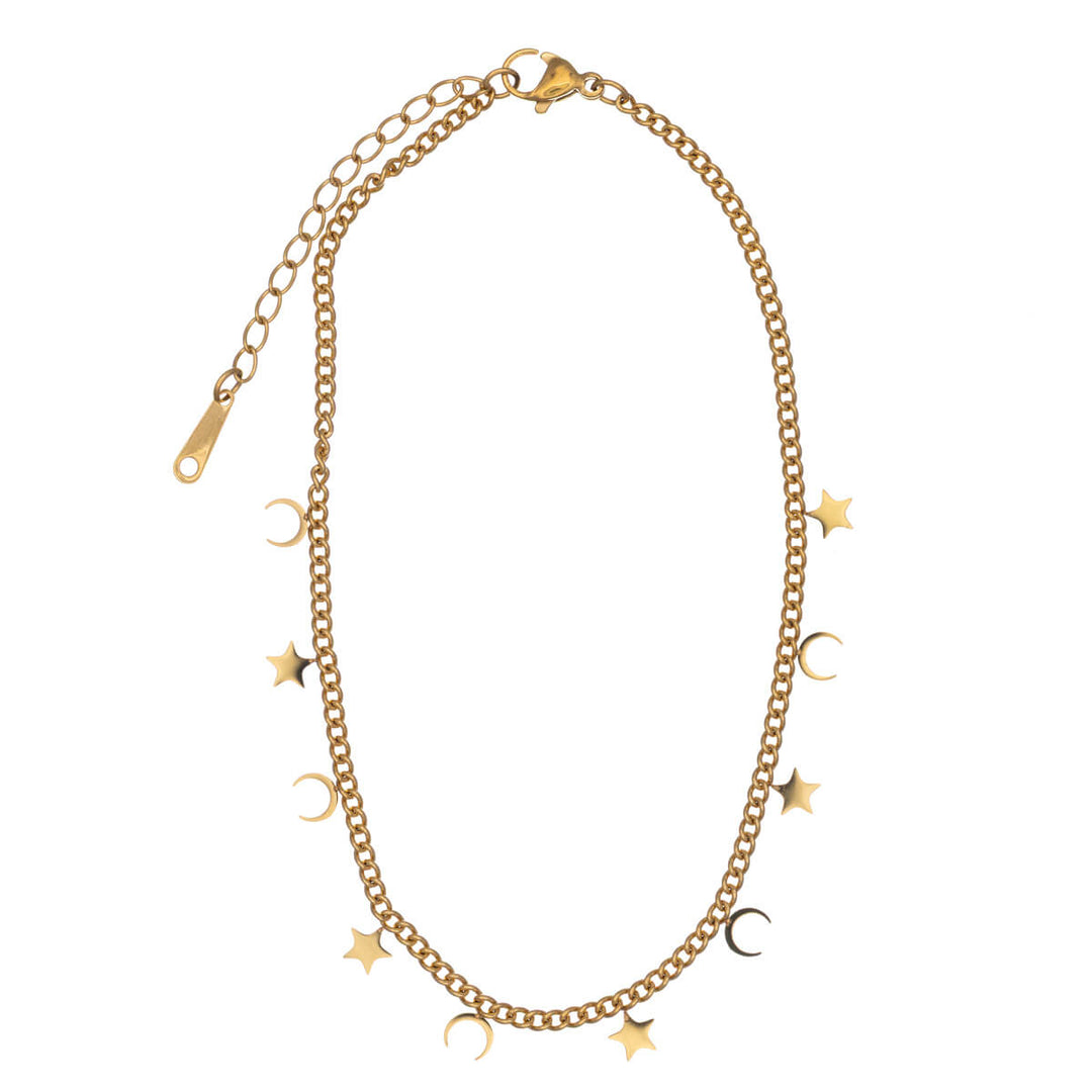 Moon and stars pendant ankle bracelet ankle chain (Steel 316L)