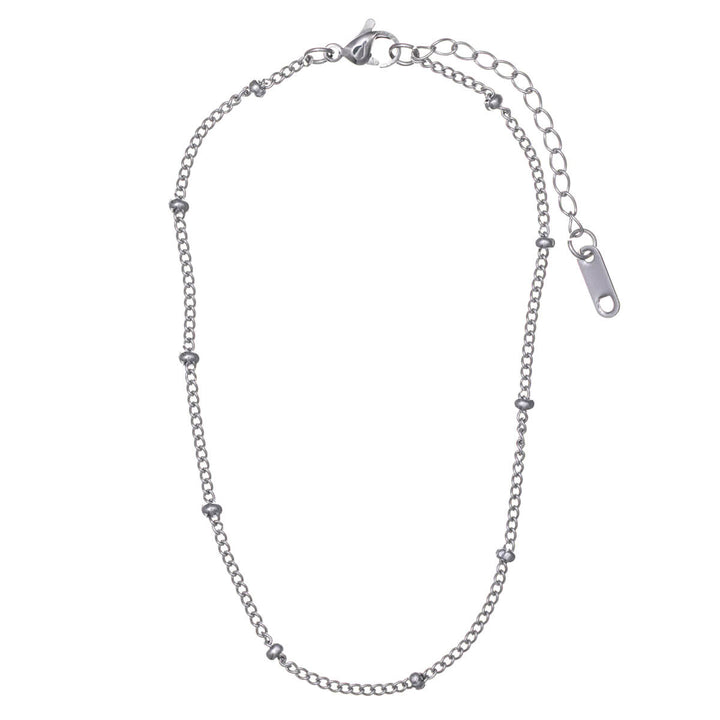 Ankelarmband med stålkedja och kulor 2mm (Stål 316L)