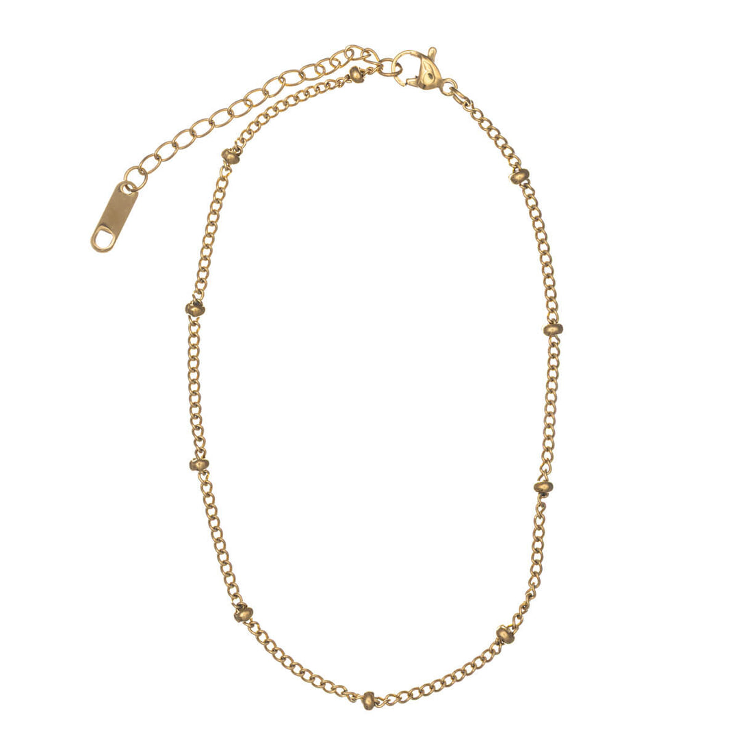 Ankelarmband med stålkedja och kulor 2mm (Stål 316L)