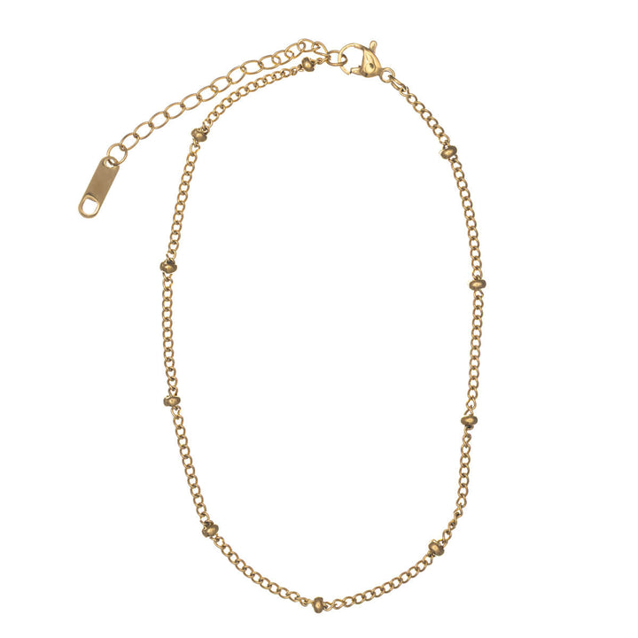 Ankelarmband med stålkedja och kulor 2mm (Stål 316L)