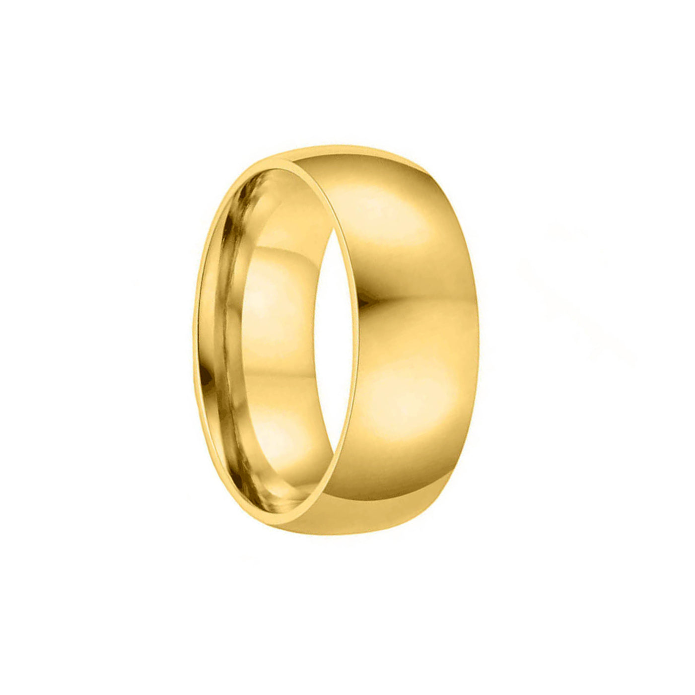 Gold plated curved steel ring with brushed surface 8mm