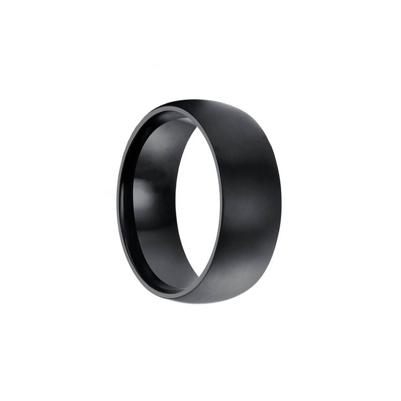 Black curved brushed steel ring 8mm