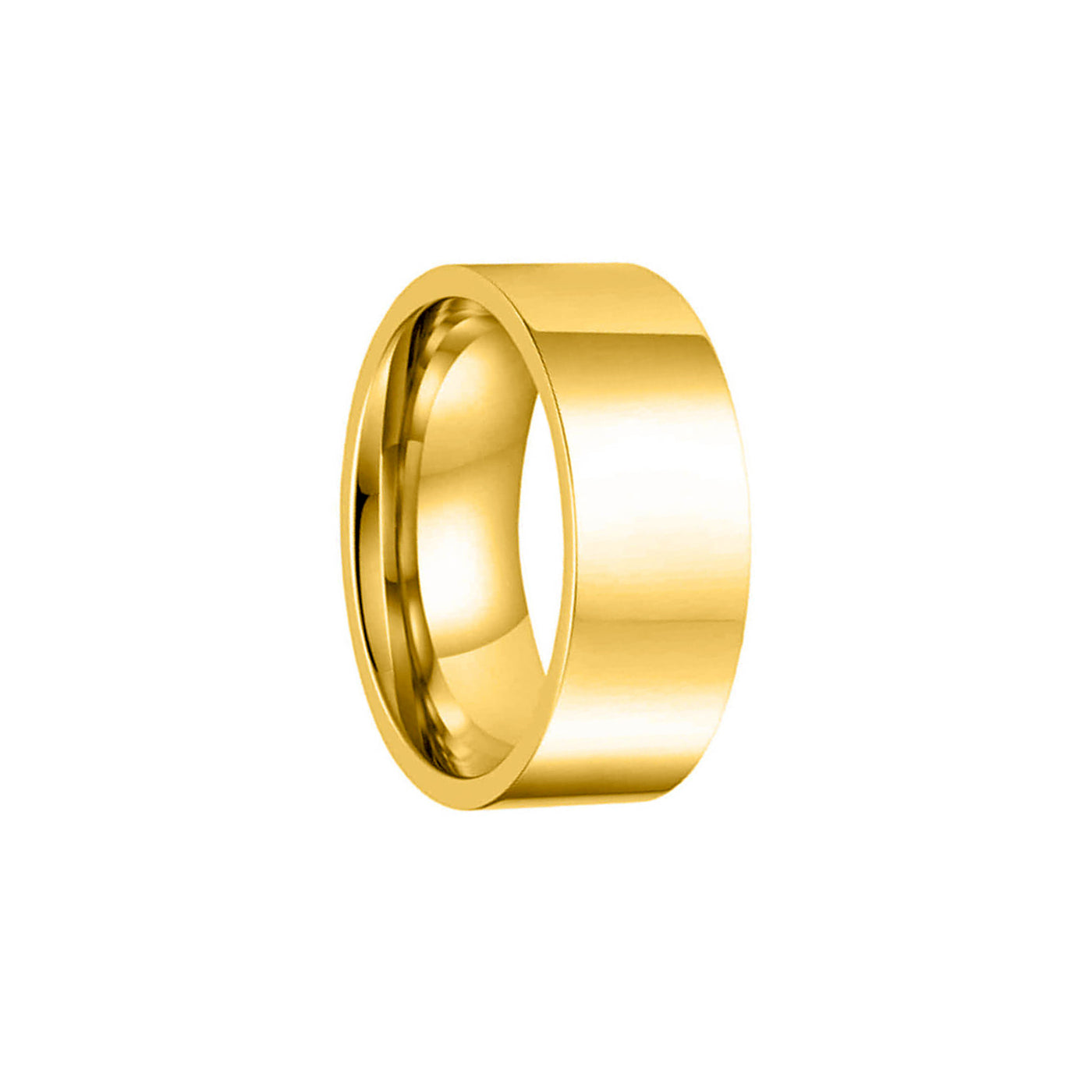 Flat gold plated steel ring 8mm