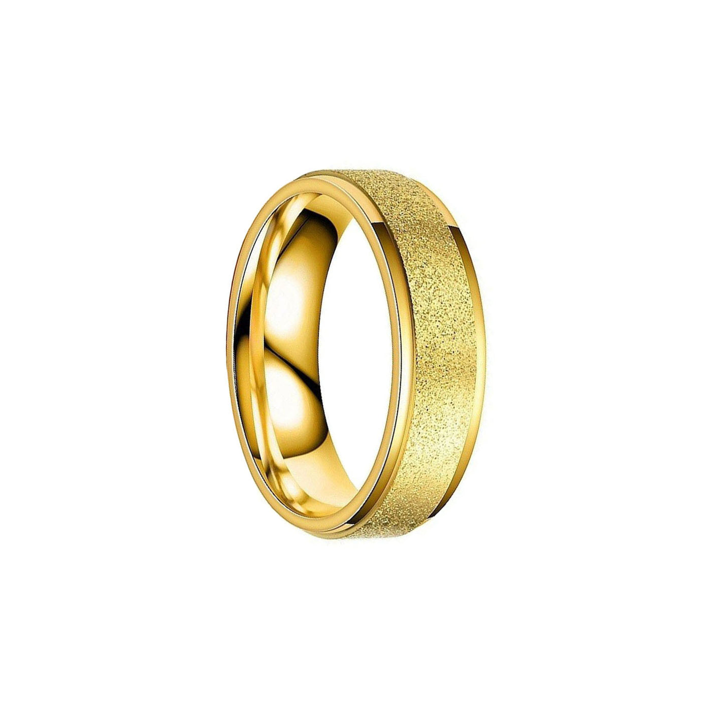 Glittering gold plated steel ring 6mm