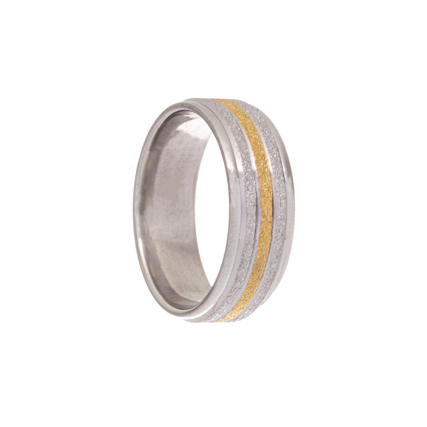 Shiny two-tone steel ring 8mm