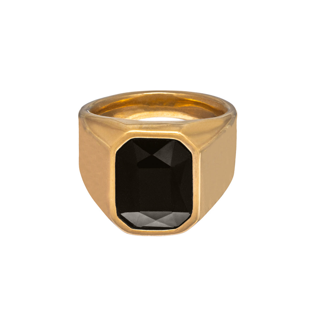 Black stoned wedding ring (steel 316L)