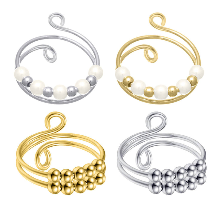 Rotating delicate beads anti-stress ring, set of 4 (316L steel)