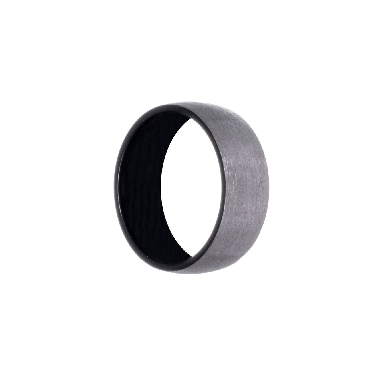 Brushed steel ring 8mm black galvanized inside (Steel 316L)