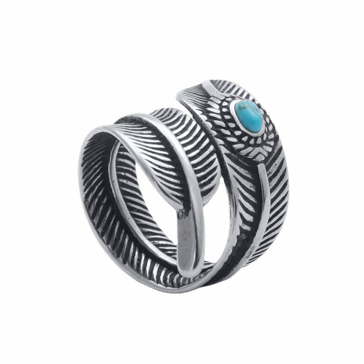 Ring mit drehbarer Spange und türkisfarbenem Stein (Stahl 316L)