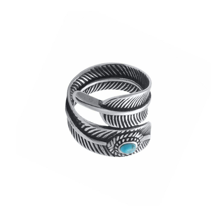 Ring mit drehbarer Spange und türkisfarbenem Stein (Stahl 316L)