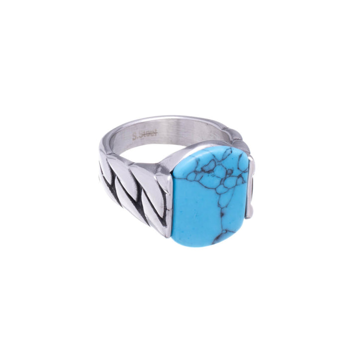 Steel heel ring with turquoise stone (Steel 316L)