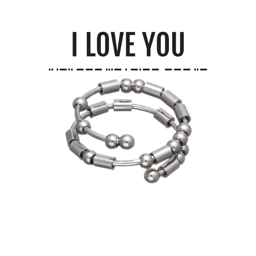 I LOVE YOU Morsezeichen Anti-Stress-Ring (Stahl 316L)