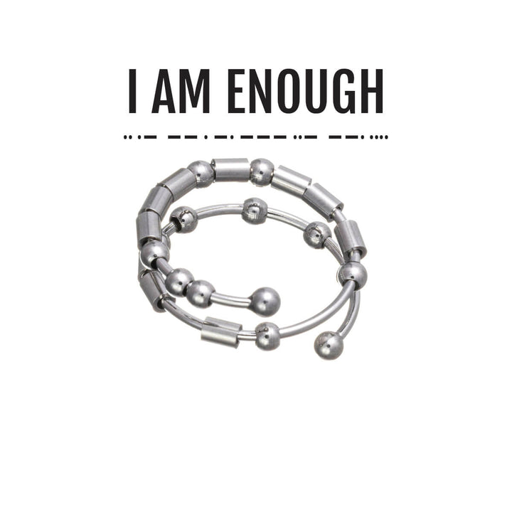 I AM ENOUGH Anti-Stress-Ring mit Morsezeichen (Stahl 316L)