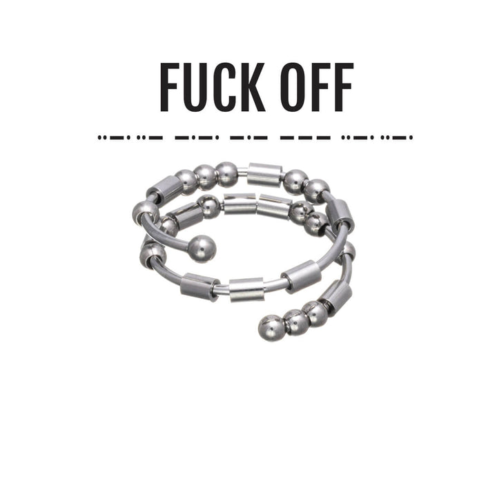 F*CK OFF morse code anti-stress ring (Steel 316L)