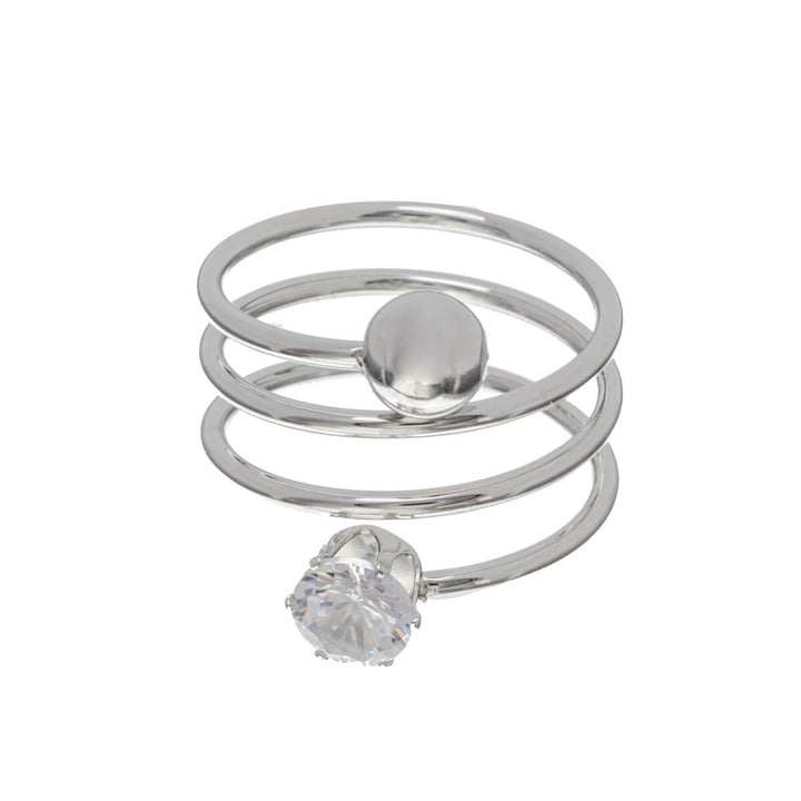 Flerradig vriden ring med sten (316L-stål)