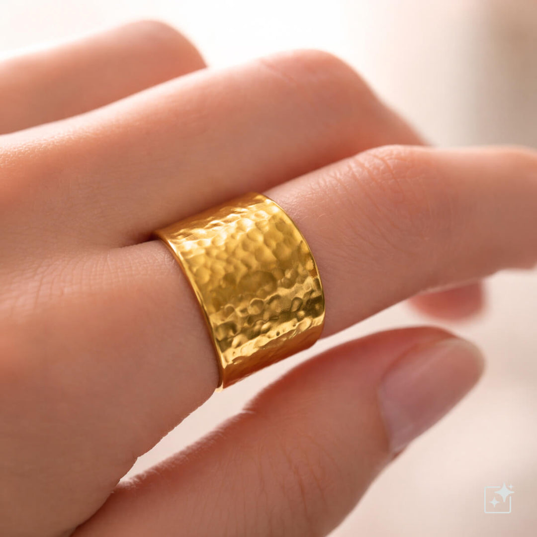 Breiter, verstellbarer Ring aus Gold (Stahl 316L)