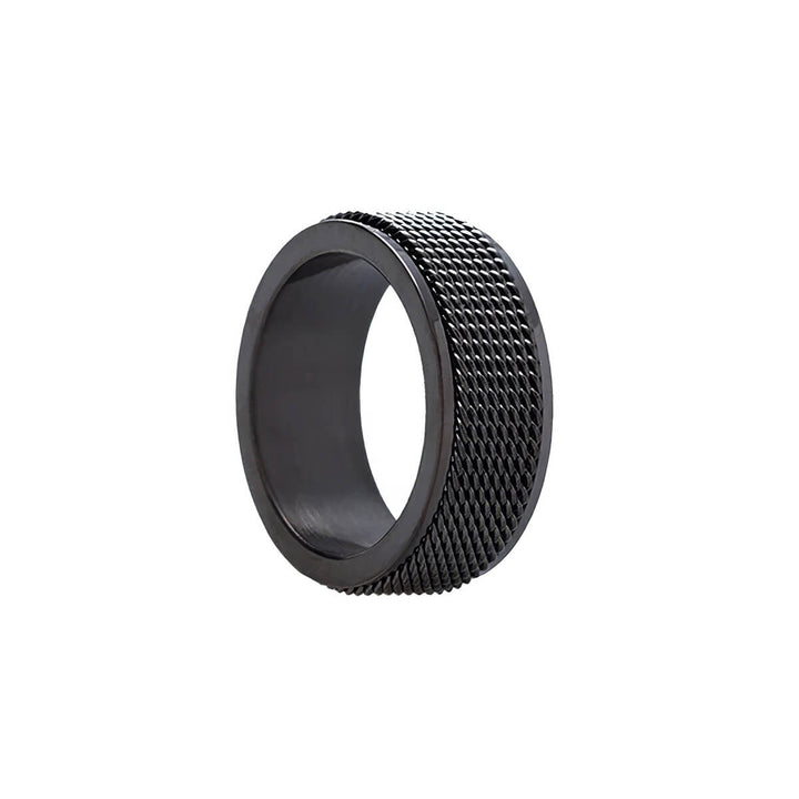 Black anti-stress ring with a cross-hatch finish (316L stainless steel)