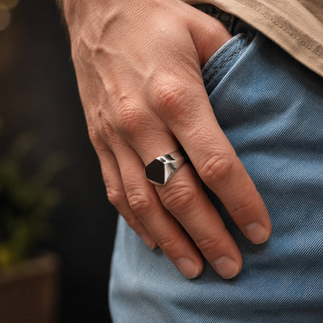 Stahlring mit kantiger Diamantform (Edelstahl 316L)