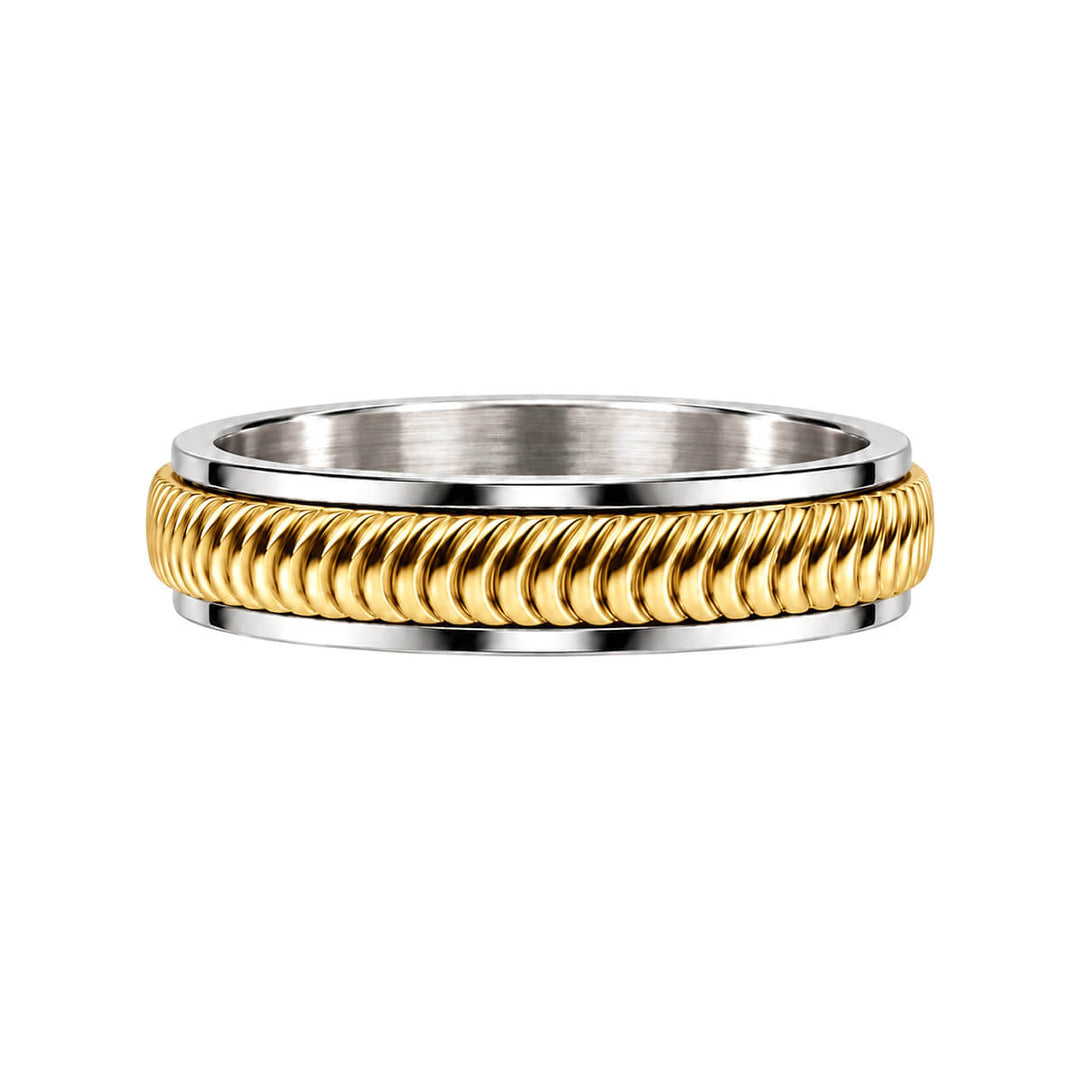 Geriffelter, drehbarer Anti-Stress-Ring, 5 mm (zweifarbiger Edelstahl 316L)