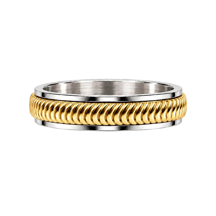 Geriffelter, drehbarer Anti-Stress-Ring, 5 mm (zweifarbiger Edelstahl 316L)