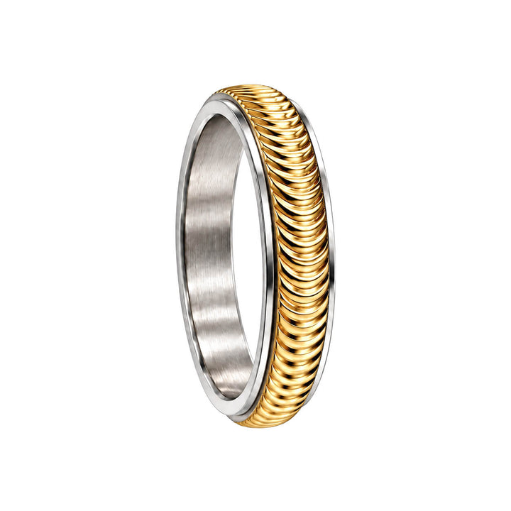 Geriffelter, drehbarer Anti-Stress-Ring, 5 mm (zweifarbiger Edelstahl 316L)