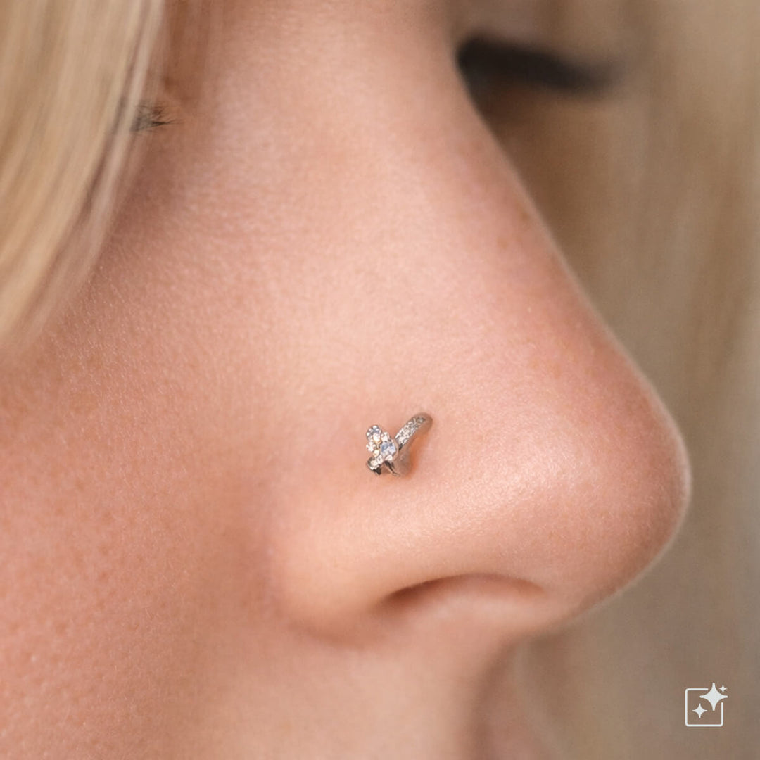 Zirkonia perhos nenäkoru spiraali 0.8mm (Titaani G23)