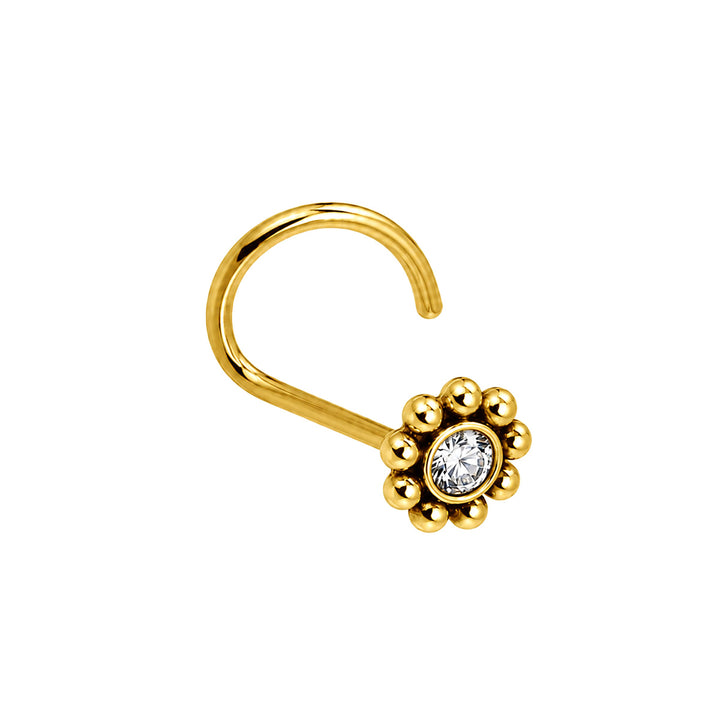 Zirkonia nenäkoru titaanihelmi reunuksella spiraali 0.8mm (Titaani G23)