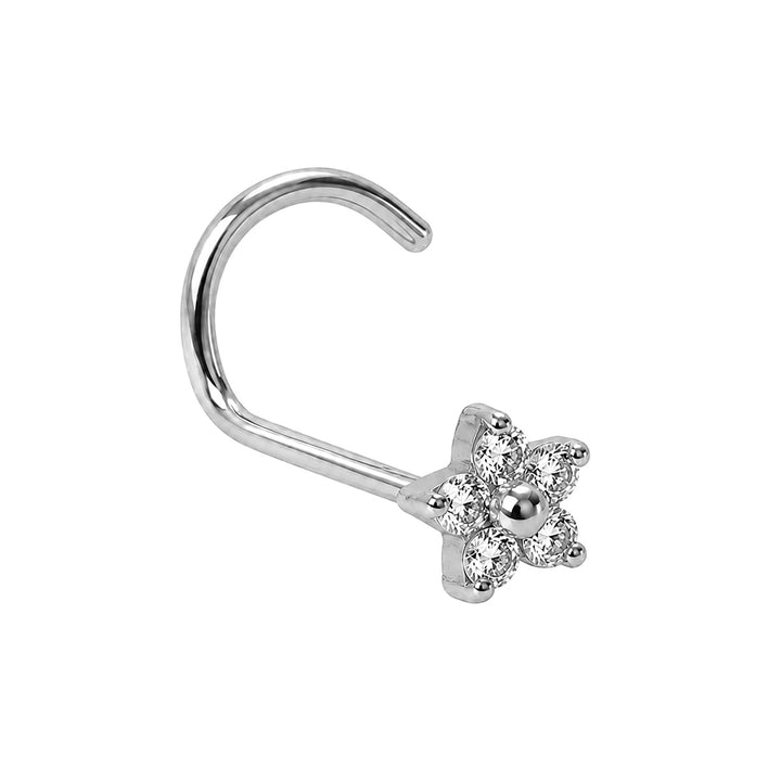 Siro zirkonia kukka nenäkoru spiraali 0.8mm (Titaani G23)