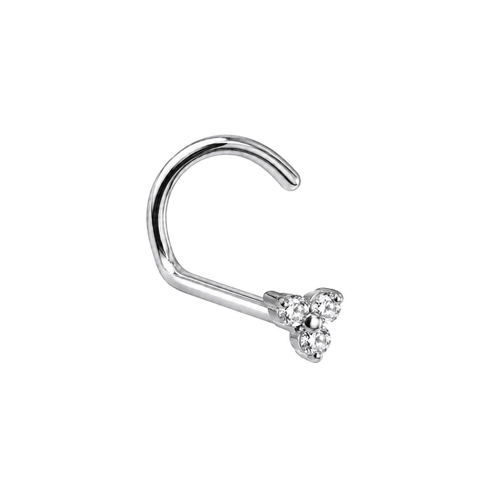 Kleiner Nasenring mit drei Zirkonia-Steinen, spiralförmig, 0,8 mm (Titan G23)