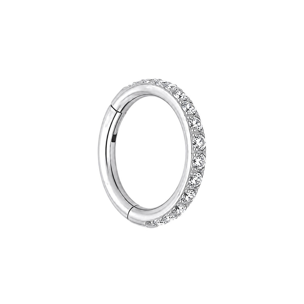 Hinged segment ring CZ gemstone clicker 1.2mm (Titanium G23) - Ninja.fi