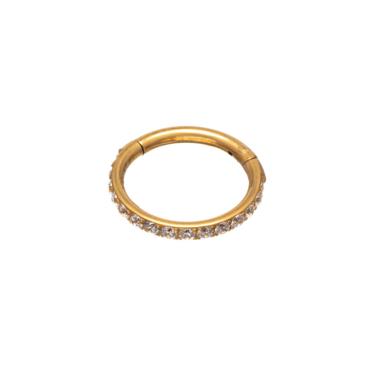 Gold plated segment ring CZ pebble clicker 1.2mm (PVD Titanium G23)