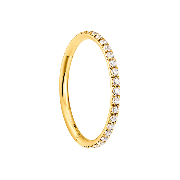 Gold plated segment ring CZ pebble clicker 1.2mm (PVD Titanium G23)