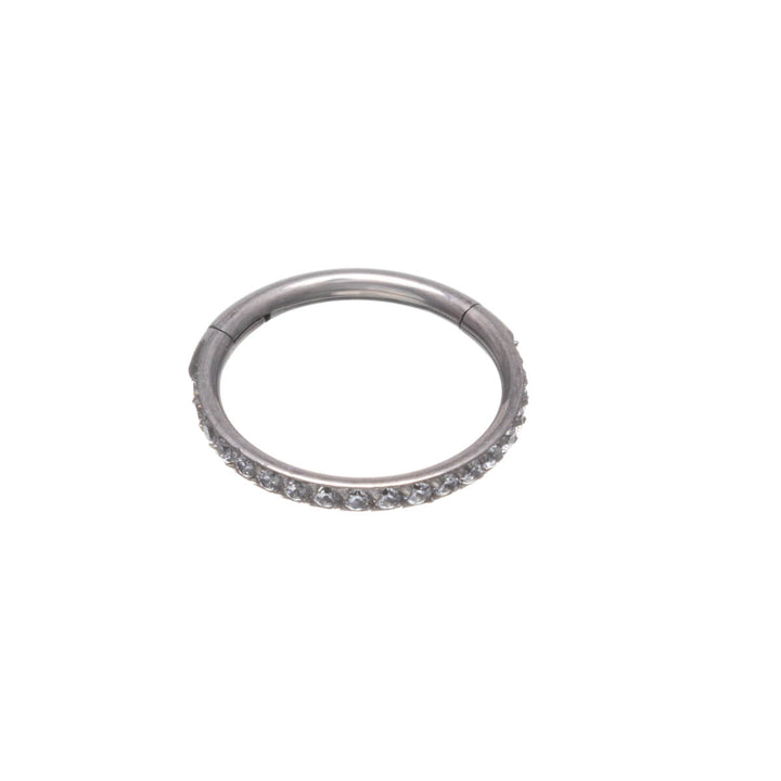 Hinged segment ring CZ pebble clicker 1.0mm (Titanium G23)