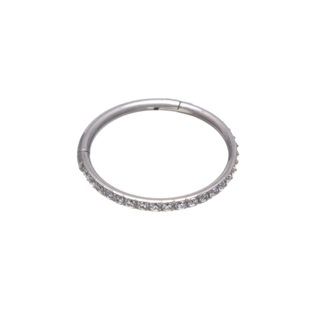 Hinged segment ring CZ pebble clicker 1.0mm (Titanium G23)