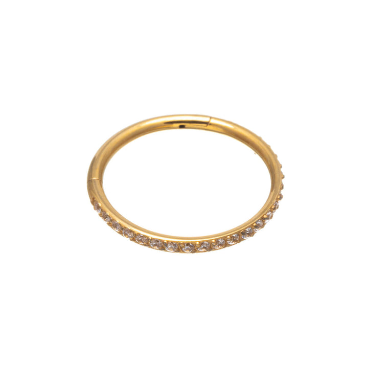 Gold plated segment ring CZ with pebble clicker 1.0mm (PVD Titanium G23)