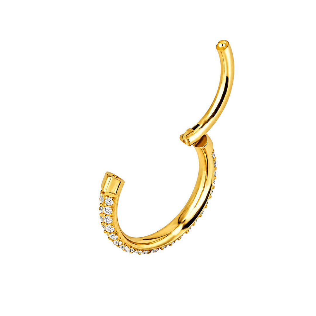 Gold plated zirconia stoned segment ring 1.2mm (PVD Titanium G23)