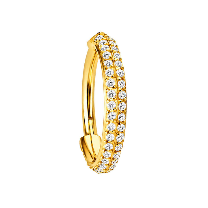Gold plated zirconia stoned segment ring 1.2mm (PVD Titanium G23)