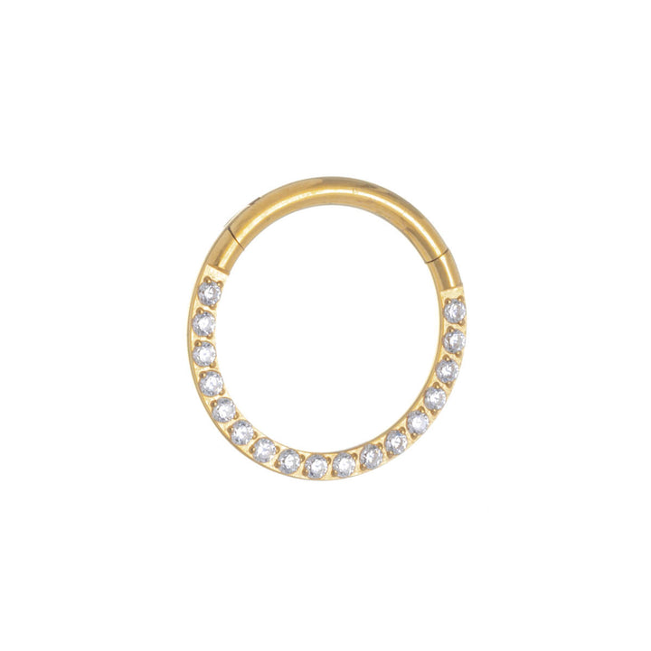 Zirconia stony segment ring with gold plated clicker 1.2mm (PVD Titanium G23)