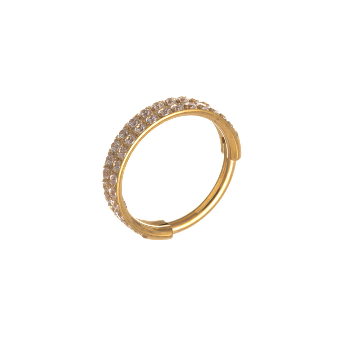 Double row zirconia clicker gold plated segment ring 1.2mm (PVD Titanium G23)