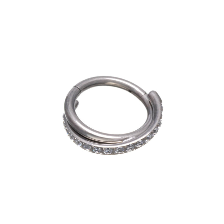 Gedrehter Zirkonia-Klicker-Piercing-Ring 1,2mm (Titan G23)