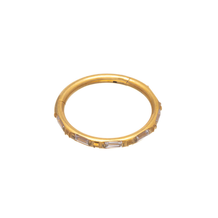 Zirkonia Klicker quadratische Steine Gold Piercing Ring 1,2mm (PVD Titanium G23)