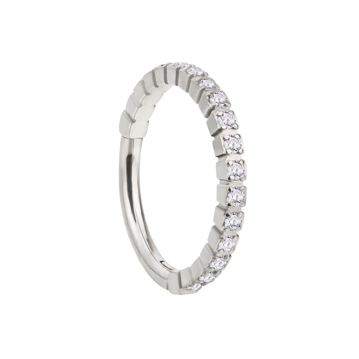 Ossified zirconia pave clicker Piercing Rings 1.2mm (Titanium G23)