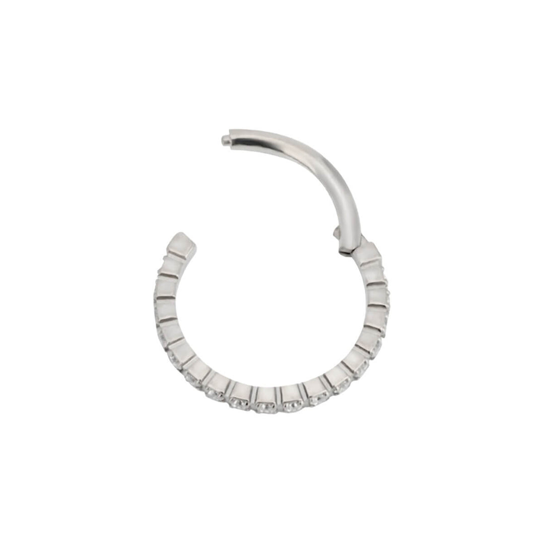 Ossified zirconia pave clicker Piercing Rings 1.2mm (Titanium G23)