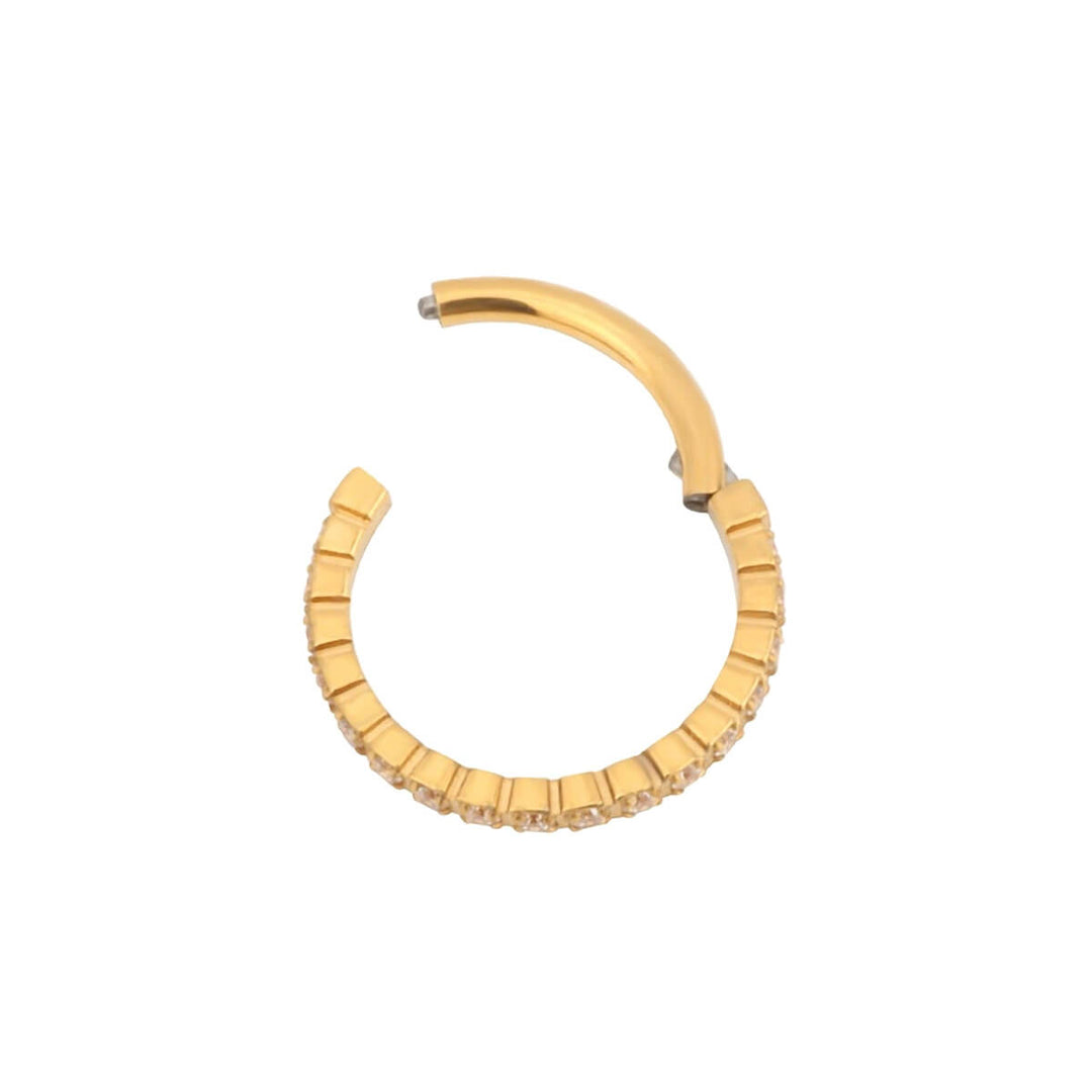 Ossified zirconia pave clicker golden Piercing Rings 1.2mm (PVD Titanium G23)