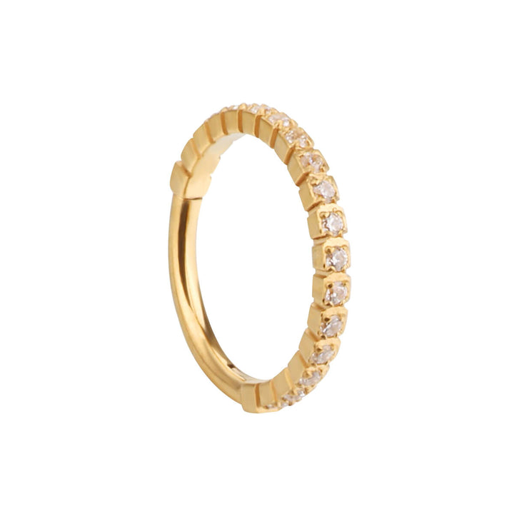 Ossified zirconia pave clicker golden Piercing Rings 1.2mm (PVD Titanium G23)