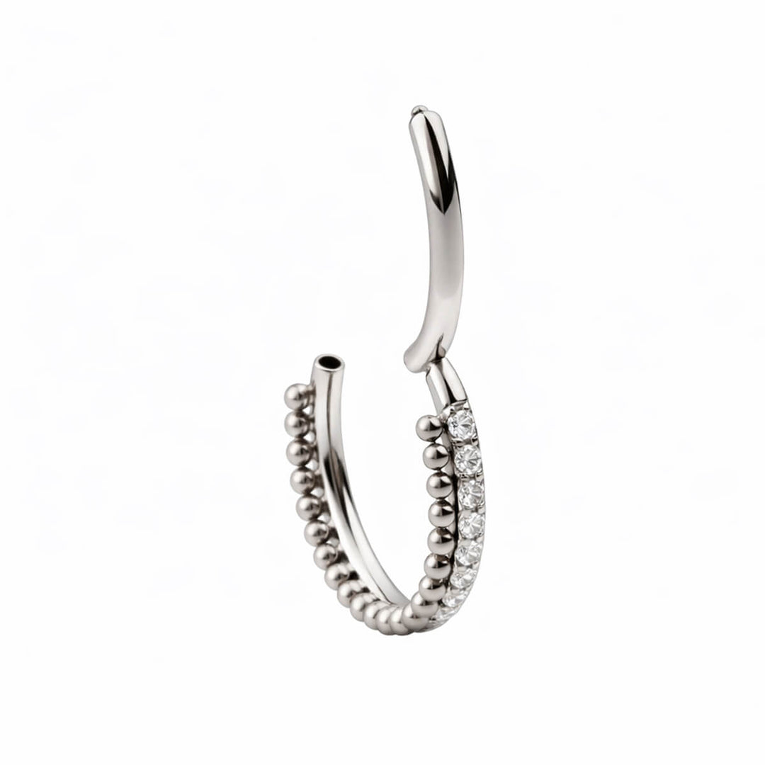 Zirkonia clicker rengas titaanipallo rivillä 1.2mm (Titaani G23)