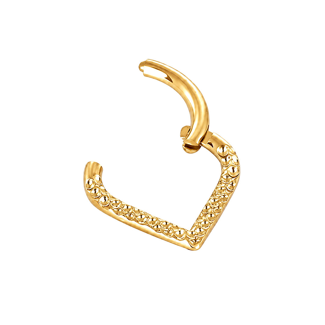 Goldener V-förmiger Clicker-Ring mit gemusterter Oberfläche, 1,2 mm (PVD Titan G23)