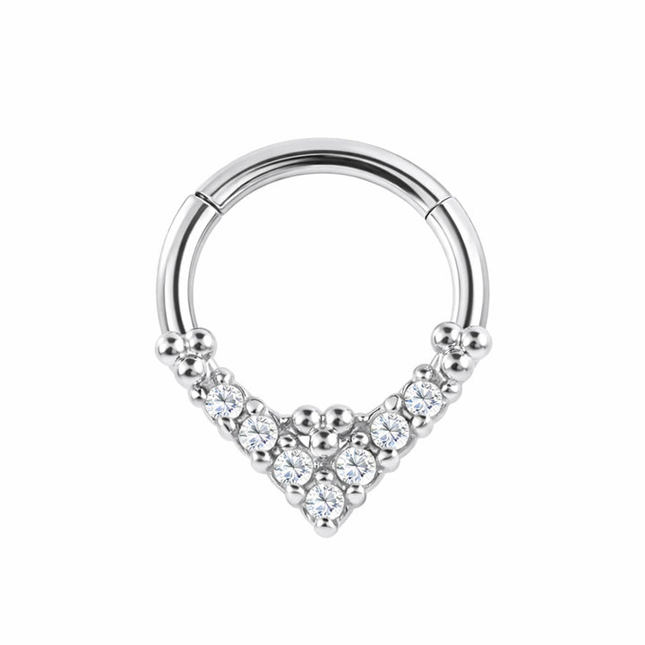 V-förmiger Zirkonia-Clicker-Ring, 1,2 mm (Chirurgenstahl 316L)